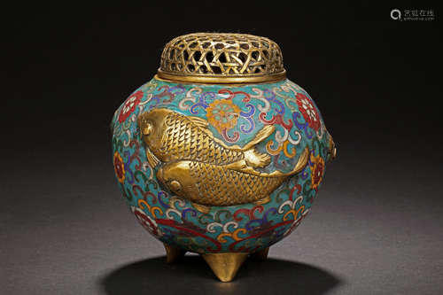 CLOISONNE ENAMELED TRIPOD CENSER