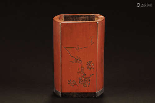 BAMBOO CARVED BRUSH POT