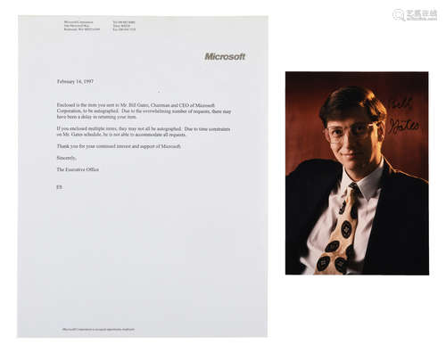 BILLIONAIRE BILL GATES SIGNED PHOTO WITH LETTER