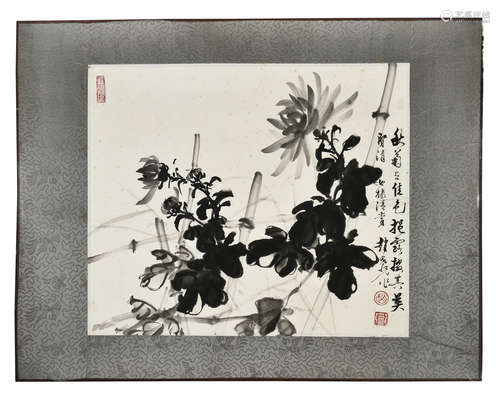 ZHAO SHIGUANG: INK ON PAPER PAINTING 'CHRYSANTHEMUM FLOWERS'