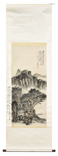 HUANG BINHONG: INK AND COLOR ON PAPER PAINTING 'MOUNTAIN SCENERY'