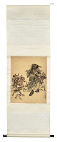 XU CAO: INK AND COLOR ON PAPER PAINTING 'ZHONG KUI'