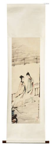 FU BAOSHI: INK AND COLOR ON PAPER PAINTING 'LADIES'