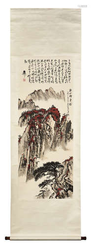 WEI ZIXI: INK AND COLOR ON PAPER PAINTING 'MOUNTAIN SCENERY'