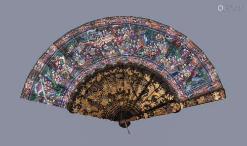 Y A Chinese 'Mandarin' fan, Qing Dynasty, 19th century