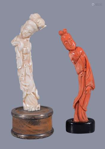 Y A red coral figure of a lady