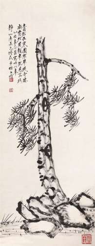 张文修（1885～1972） 松石 镜心 水墨纸本