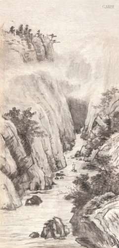 张大千（1899～1983） 山水画稿 镜心 水墨纸本