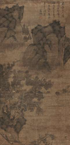 文征明（1470～1559）款 山水 立轴 水墨绢本