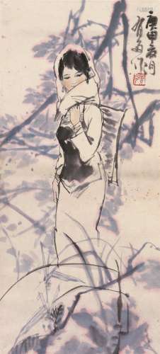 姚有多（1937～2001） 少女 立轴 设色纸本