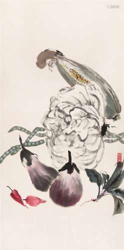 江寒汀（1903～1962） 蔬果图 镜心 设色纸本