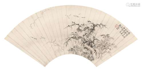 郭兰枝（1887～1935） 山水枯木 镜心 水墨纸本
