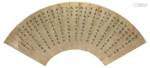 梅汝鼎（1844～1925） 楷书扇面 扇面 水墨金笺