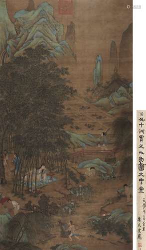 仇英（1498～1552） 竹林高士 立轴 设色绢本