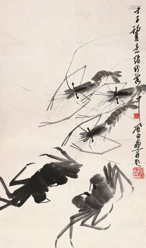 蒋凤白（b.1915） 虾蟹图 立轴 水墨纸本