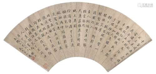 王仁堪（1848～1893） 楷书扇面 扇面 水墨洒金
