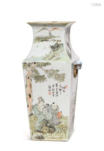 1879年 浅绛福禄图方瓶