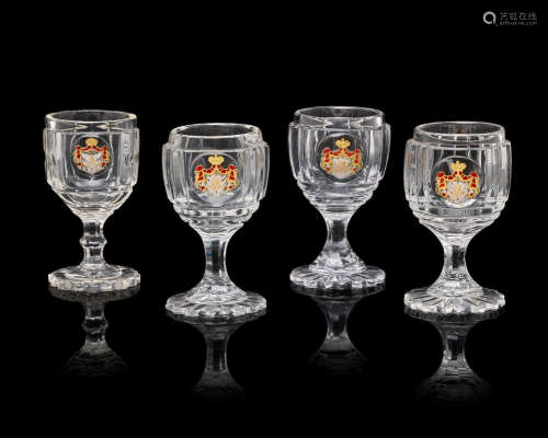 Imperial Glass Factory, St. Petersburg, 1850s  Four glass goblets from the Imperial Banquet Service