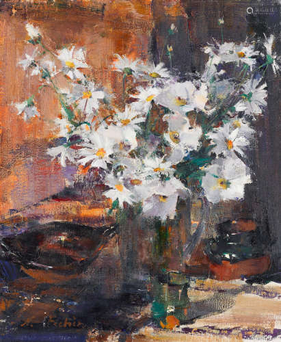 Still life with daisies 61.3 x 51cm (24 1/4 x 20in). Nikolai Fechin(Russian, 1881-1955)