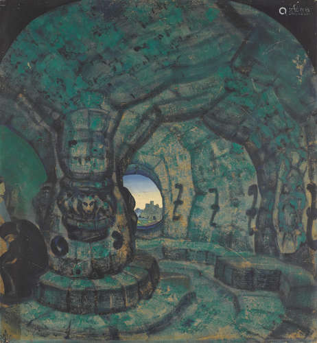 The Tower, a stage design for Princess Maleine, 1913 76 x 70cm (30 x 27 5/8in). Nikolai Konstantinovich Roerich(1874-1947)