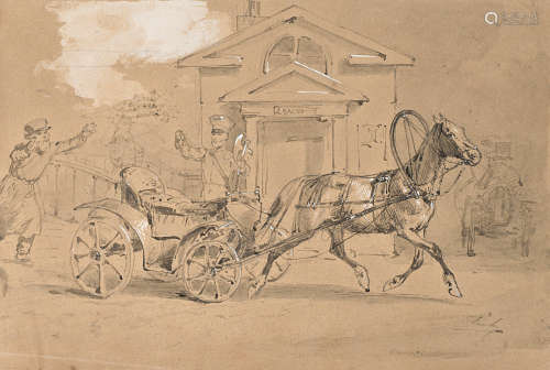 Runaway carriage Mikhail Aleksandrovich Zichy(Hungarian, 1829-1906)