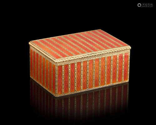 Fabergé, workmaster Henrik Wigström, St. Petersburg, 1908-1917  A gold and enamel small table box