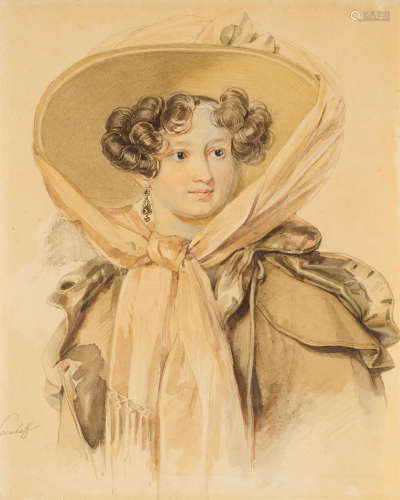 Portrait d'une dame 20.5 x 16.5cm (8 1/8 x 6 1/2in). Petr Fedorovich Sokolov(Russian, 1787-1848)
