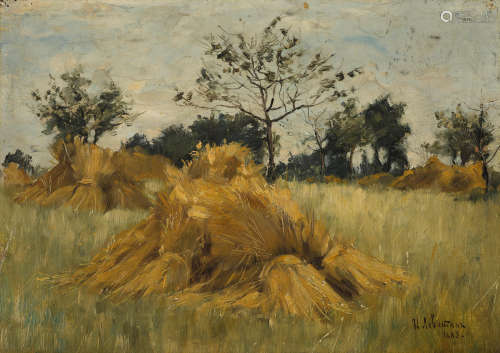 Rye field 22.3 x 32.7cm (9 3/16 x 12 7/8in). Isaak Ilych Levitan(Russian, 1860-1900)