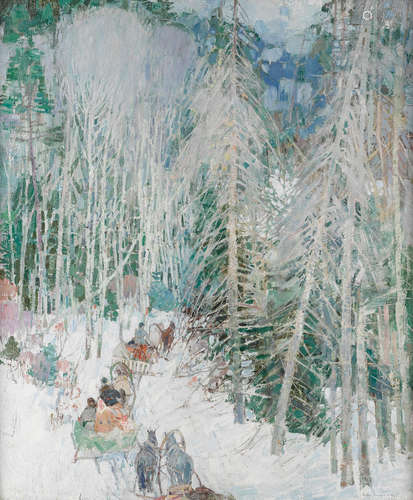 Siberian Sleighriders  119.4 x 101.6cm (47 x 40in). Leon Schulman Gaspard(1882-1964)