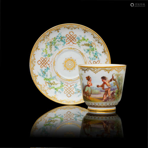 Imperial Porcelain Factory, St. Petersburg, dated 1854  A porcelain cup and saucer