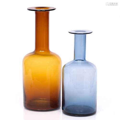 Otto Breuer (1897-1938) for Holmegaard Two 'Gul' vases