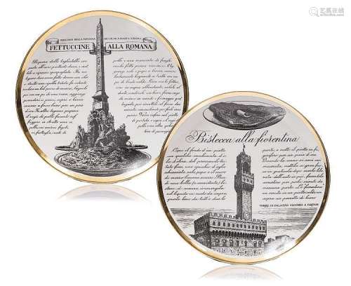 Piero Fornasetti (1913-1988) 'Bistecca alla Fiorentina' and 'Fettuccine alla Romana' plates