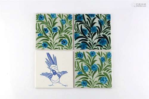 Kenneth Clark (1922-2012) Four tiles, after William Morris