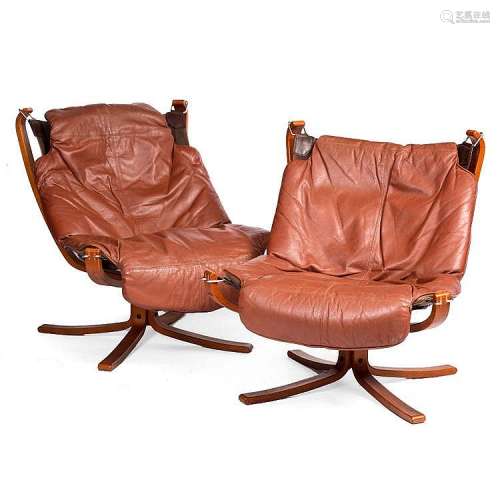 Sigurd Ressell (1920-2010) for Vatne Mobler Pair of 'Falcon' chairs