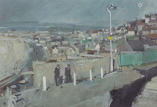 Thomas John Coates (b.1941) Overlooking a coastal village