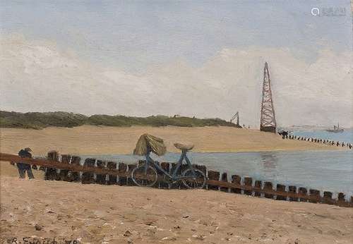 Richard Eurich (1903-1992) 'Bike on the Beach', 1979