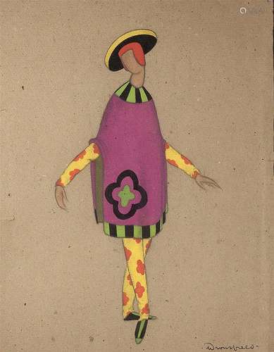 John Marsden Dronsfield (1900-1951) Two costume designs for gentlemen wearing purple capes