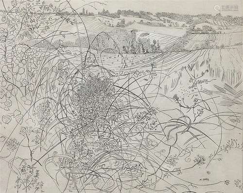 Anthony Gross (1905-1984) Stubble Field and Wild Flowers