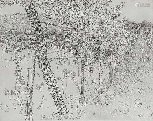 Anthony Gross (1905-1984) Monsieur Bernede's Vineyard, 1974