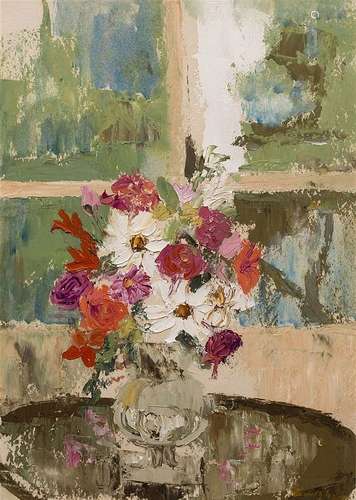 John Cunningham (b.1926) 'Table top with flowers'