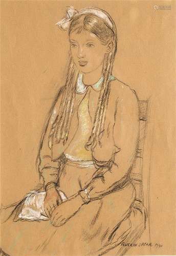 Ruskin Spear (1911-1990) Portrait of Girl with Hairband, 1940