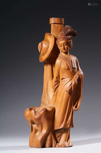 WOOD CHINESE ANTIQUE FEMALE FIGURE