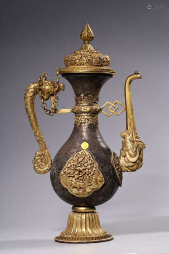 SILVER GLITED DRAGON DECORATED EWER