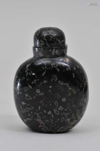 Snuff bottle. China. 19th century. Purple pudding stone agate. 2-1/4