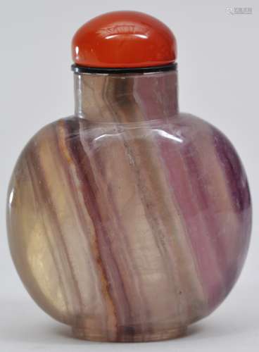Snuff bottle. China. 19th century. Banded ametjhyst, Very well hollowed. 2-1/2