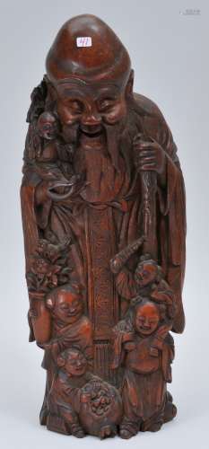 Bamboo root carving. China. 19th century. Figure of Shao. 15-3/4
