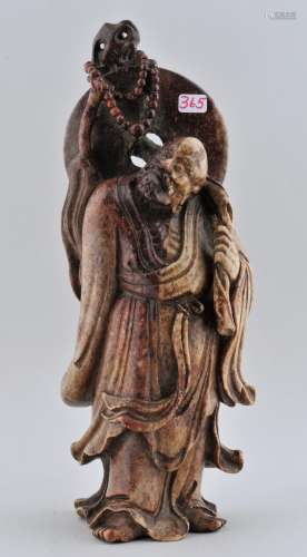 Soapstone carving. China. 19th century. Standing figure of the Immortal Li Tieh Kuai. 9