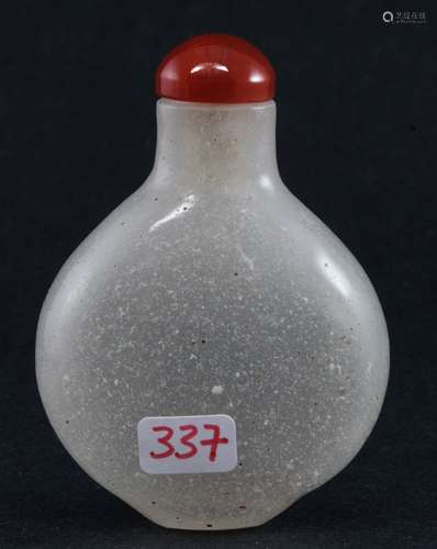 Snuff bottle. China. 19th century. Snow flake glass. Extremely thin blown. 2-1/2