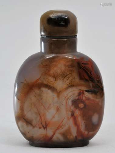 Snuff bottle. China. 19th century. Banded agate. Very well hollowed. 2-5/8