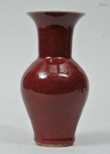 Porcelain vase. China. Early 20th century. Deep red Lang Yao glaze. 6-1/2